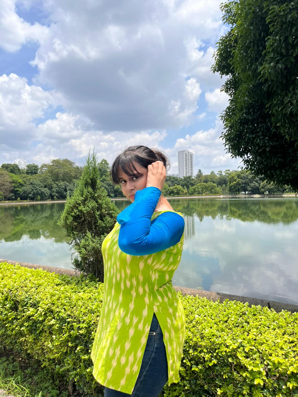 Zanya Sleeved Ikat print kurti