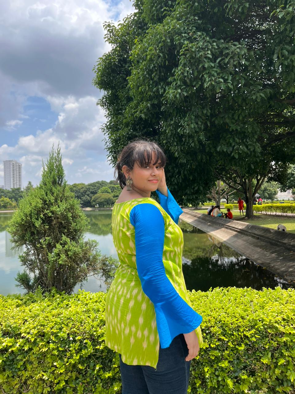 Zanya Sleeved Ikat print kurti